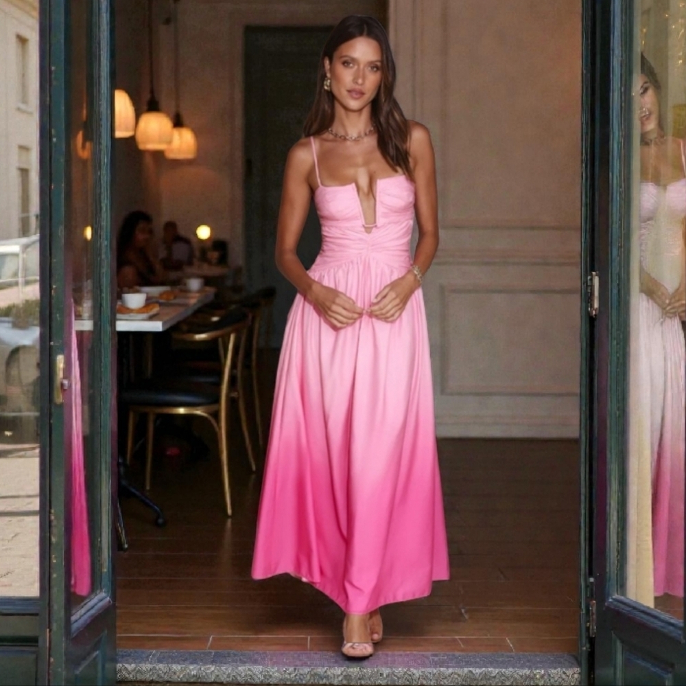 Hello Molly Pink Ombre Midi Dress